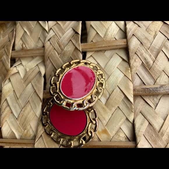 Red & Gold Stud Earrings - Picture 4 of 9